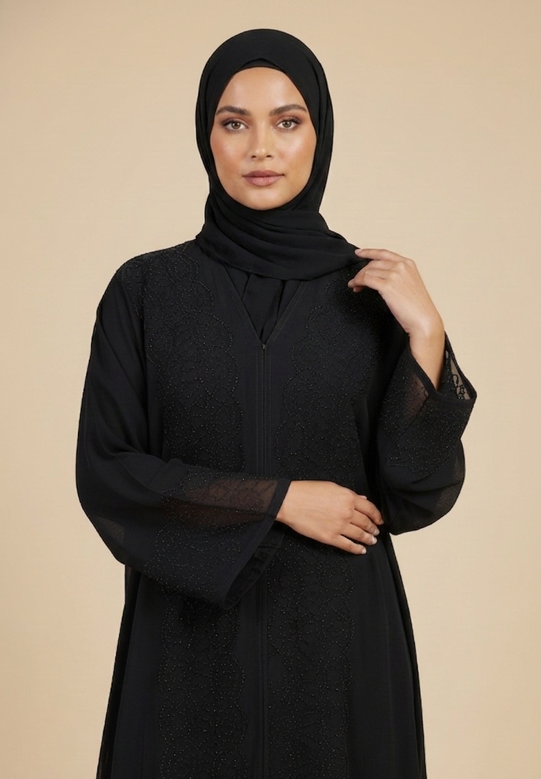 Lavender Mist Elegance Abaya texture